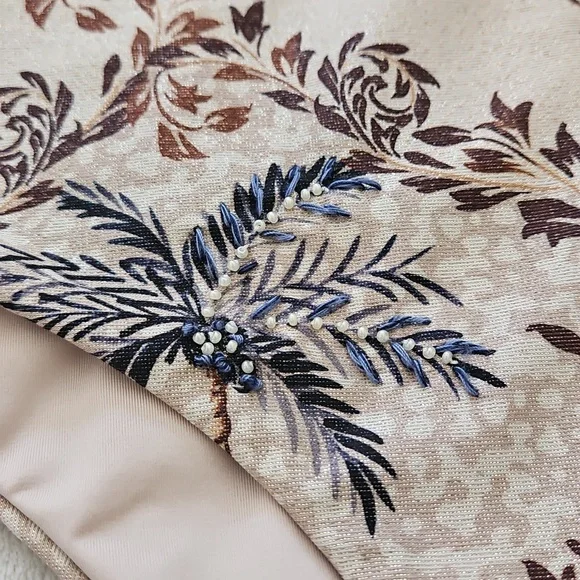 NWT Cosita Linda Elegant Palm Print One-Piece Swimsuit:Tan/brown/navy: Size- Med - Picture 6 of 13